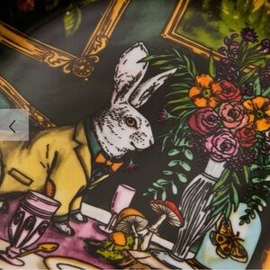 west elm dapper animal floral rabbit plate